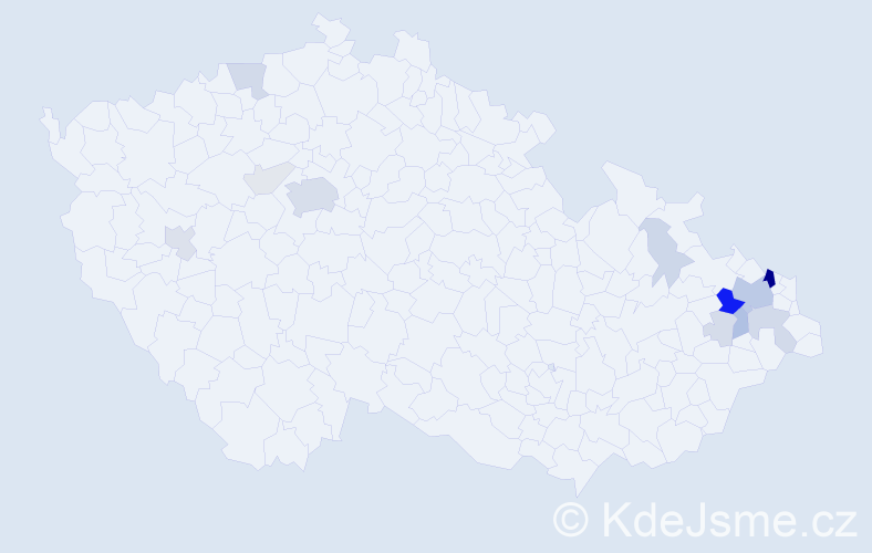 Příjmení: 'Cichoň', počet výskytů 50 v celé ČR