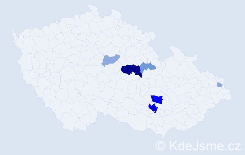 Příjmení: 'Tererová', počet výskytů 21 v celé ČR
