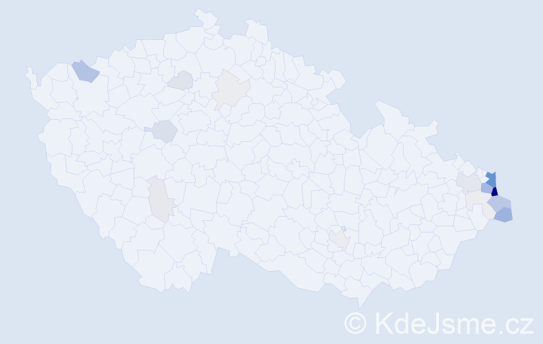 Příjmení: 'Morawiec', počet výskytů 75 v celé ČR