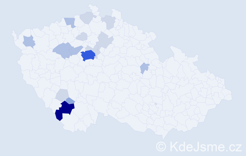 Příjmení: 'Maun', počet výskytů 43 v celé ČR
