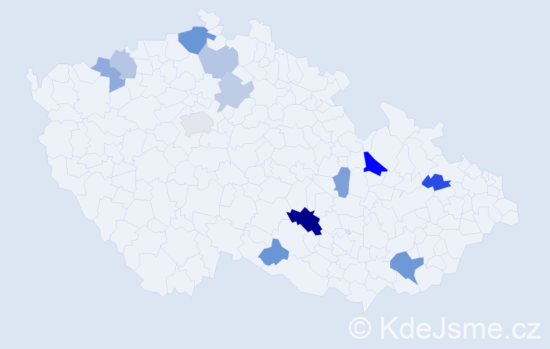 Příjmení: 'Hazdová', počet výskytů 22 v celé ČR