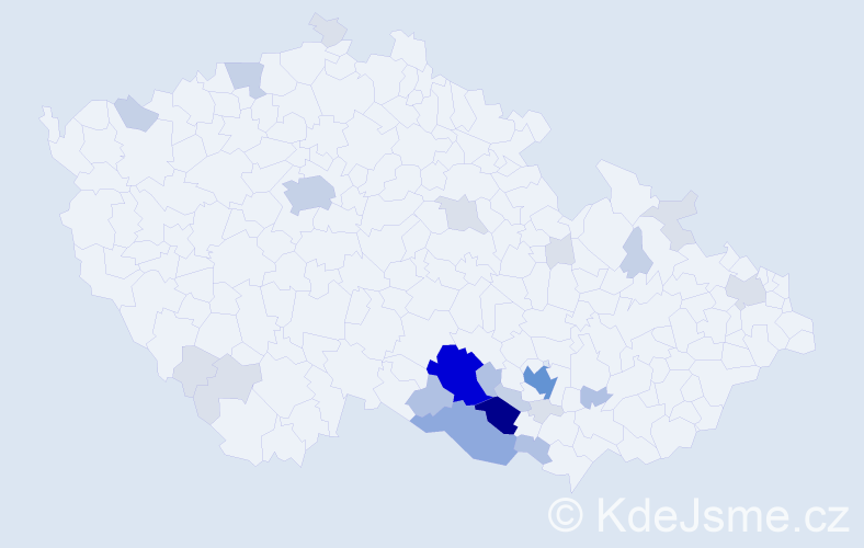 Příjmení: 'Tručková', počet výskytů 86 v celé ČR