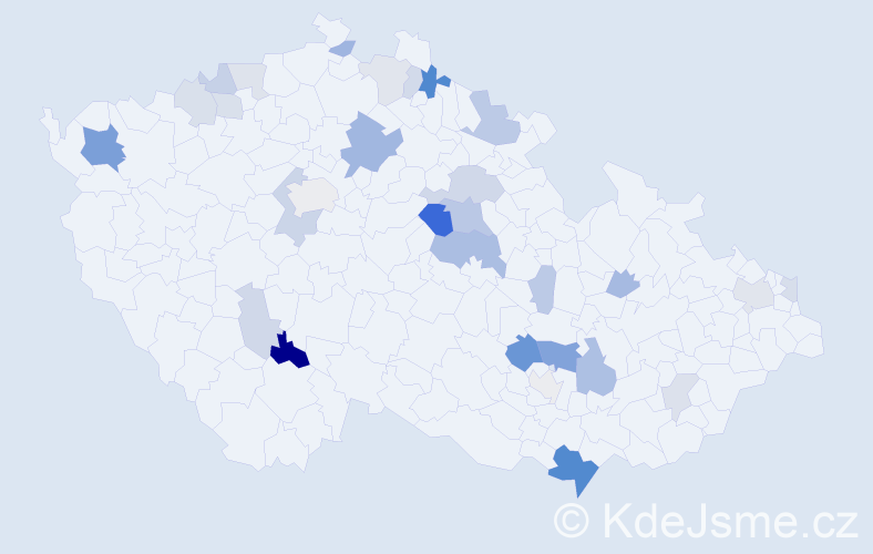 Příjmení: 'Gergely', počet výskytů 67 v celé ČR