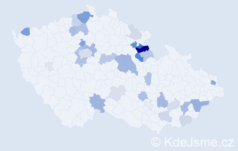 Příjmení: 'Monček', počet výskytů 74 v celé ČR