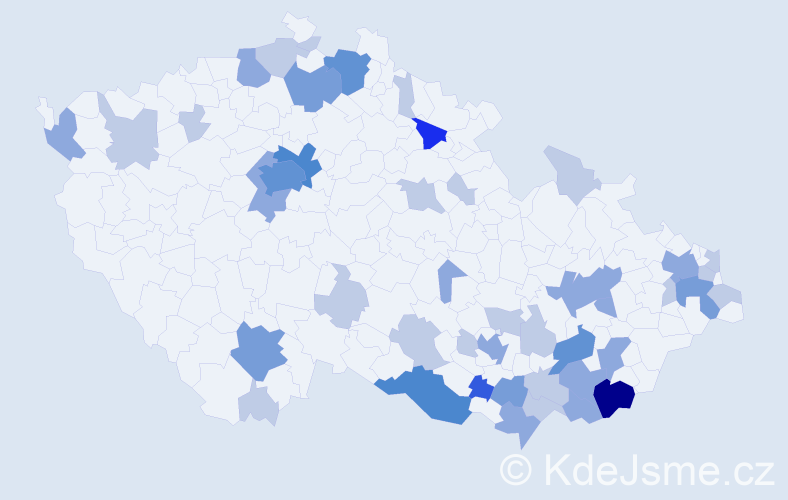 Příjmení: 'Zigová', počet výskytů 101 v celé ČR