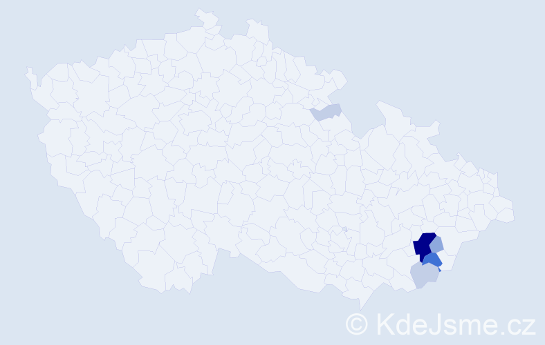 Příjmení: 'Majc', počet výskytů 21 v celé ČR