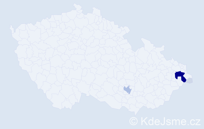 Příjmení: 'Kolčárek', počet výskytů 18 v celé ČR