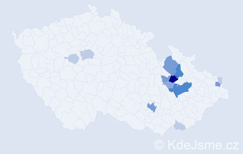 Příjmení: 'Kux', počet výskytů 38 v celé ČR