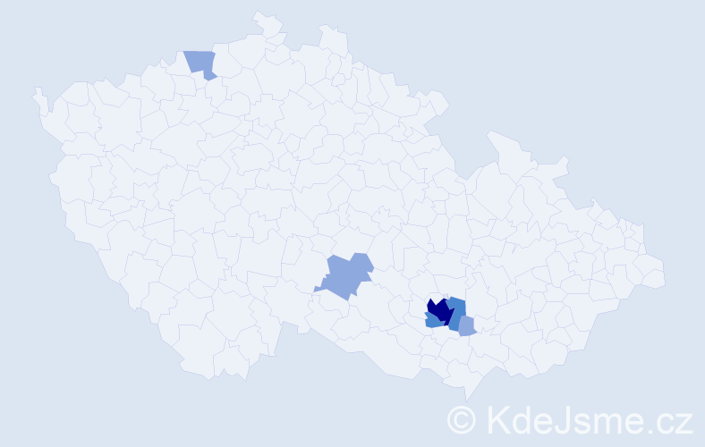 Příjmení: 'Bogdálková', počet výskytů 10 v celé ČR
