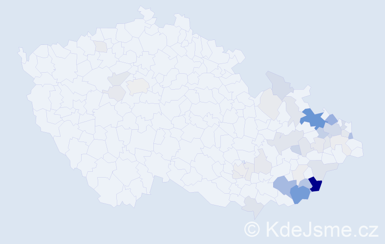 Příjmení: 'Cahel', počet výskytů 126 v celé ČR