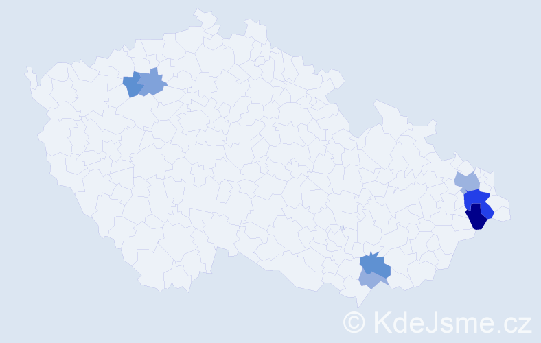 Příjmení: 'Straňánková', počet výskytů 15 v celé ČR