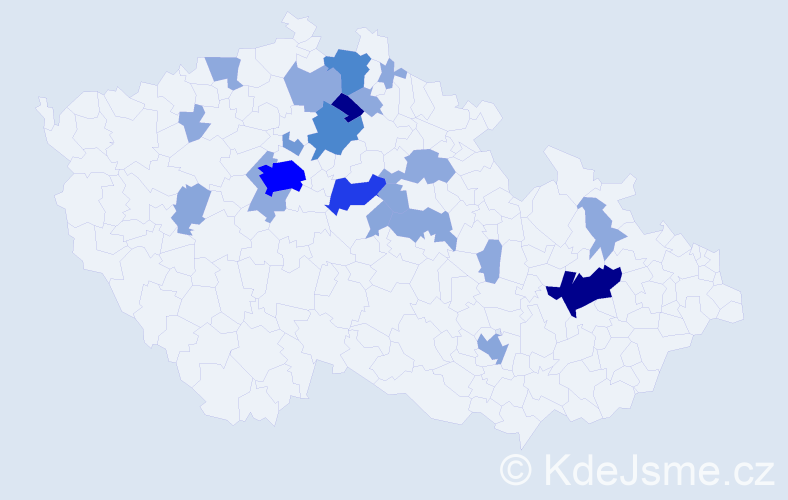 Příjmení: 'Kalva', počet výskytů 61 v celé ČR