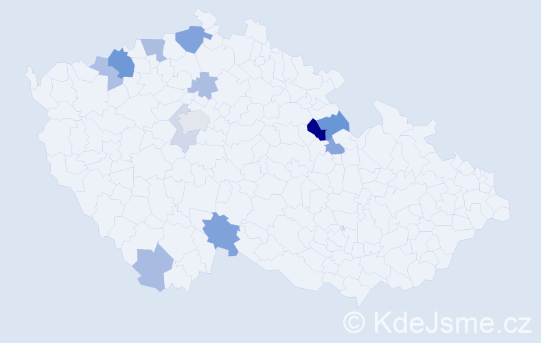 Příjmení: 'Gründlová', počet výskytů 25 v celé ČR