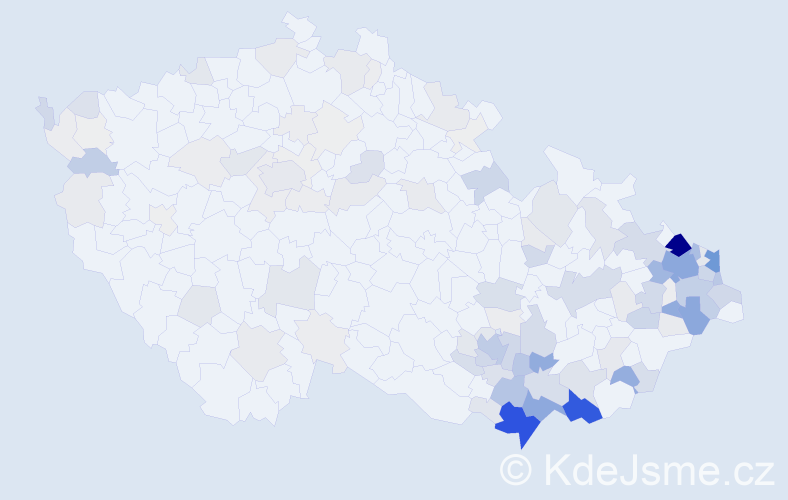 Příjmení: 'Gajda', počet výskytů 576 v celé ČR