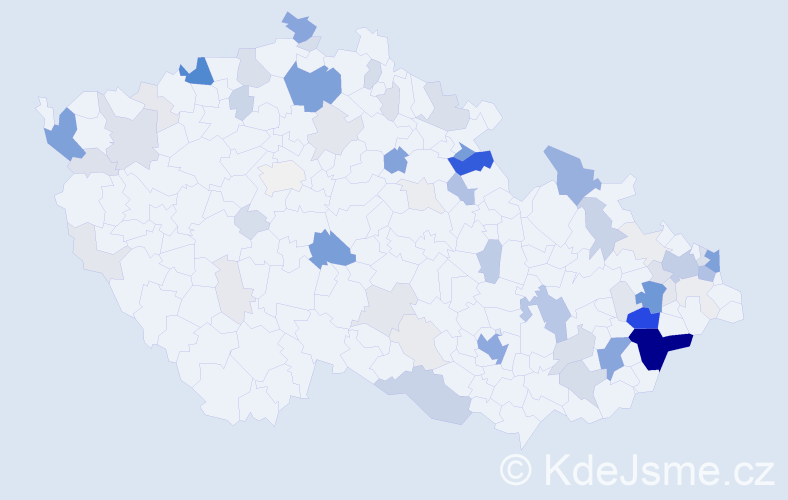 Příjmení: 'Tulej', počet výskytů 363 v celé ČR