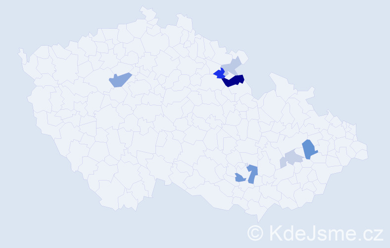 Příjmení: 'Chudiaková', počet výskytů 15 v celé ČR
