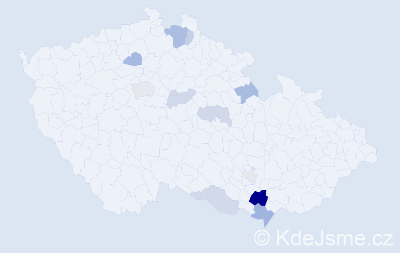 Příjmení: 'Hiadlovský', počet výskytů 22 v celé ČR