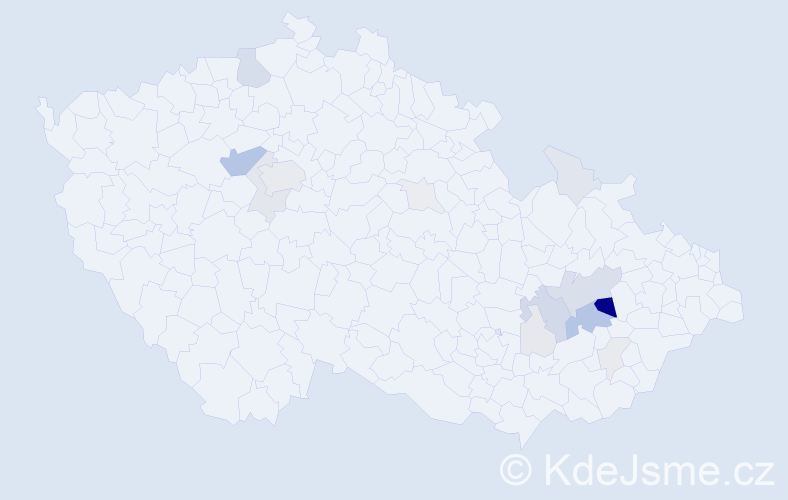 Příjmení: 'Hodis', počet výskytů 54 v celé ČR