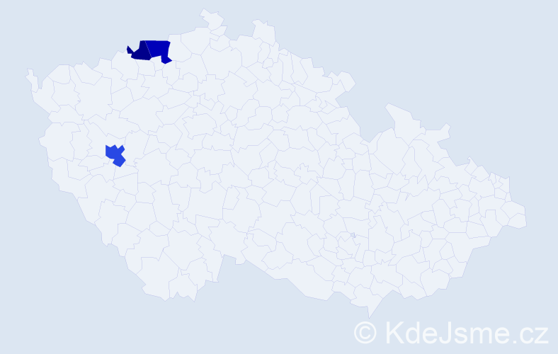 Příjmení: 'Bidašová', počet výskytů 5 v celé ČR