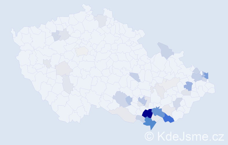 Příjmení: 'Juras', počet výskytů 146 v celé ČR