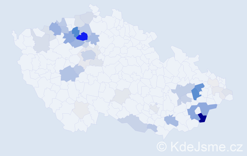 Příjmení: 'Krahulík', počet výskytů 144 v celé ČR