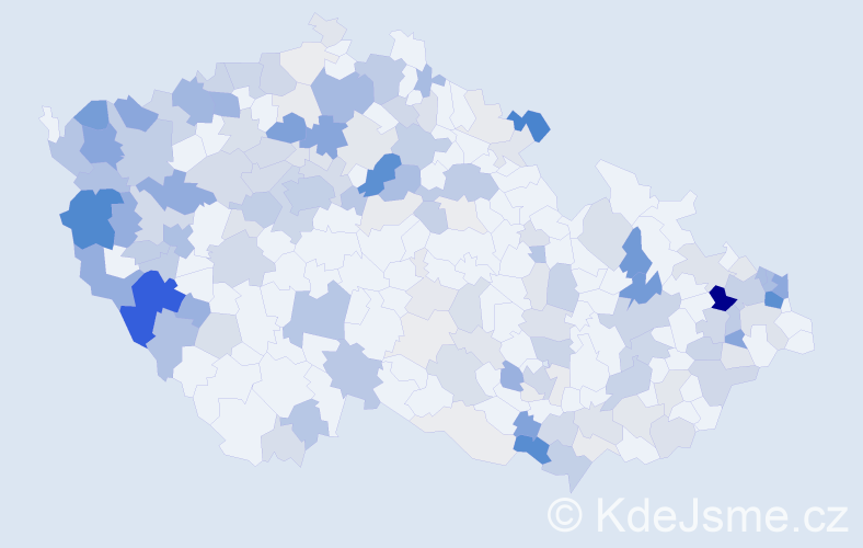 Příjmení: 'Kovács', počet výskytů 594 v celé ČR