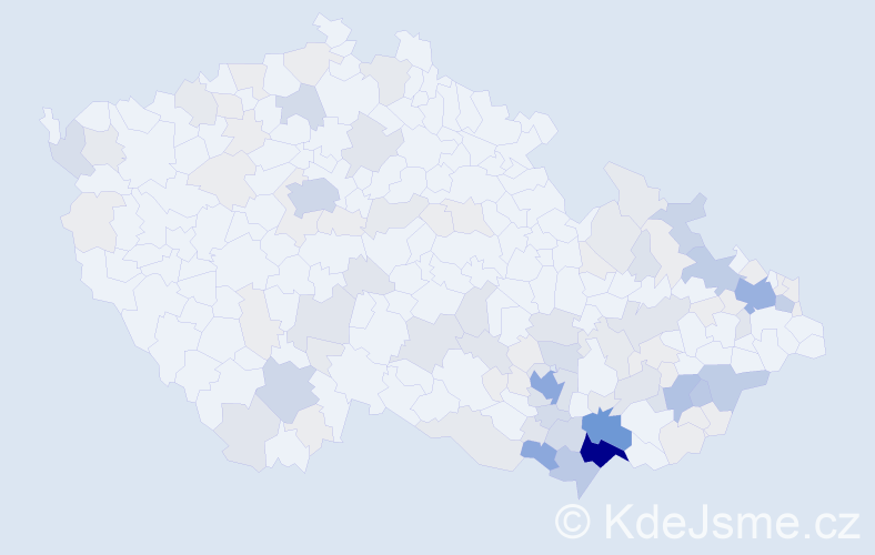 Příjmení: 'Bravencová', počet výskytů 410 v celé ČR