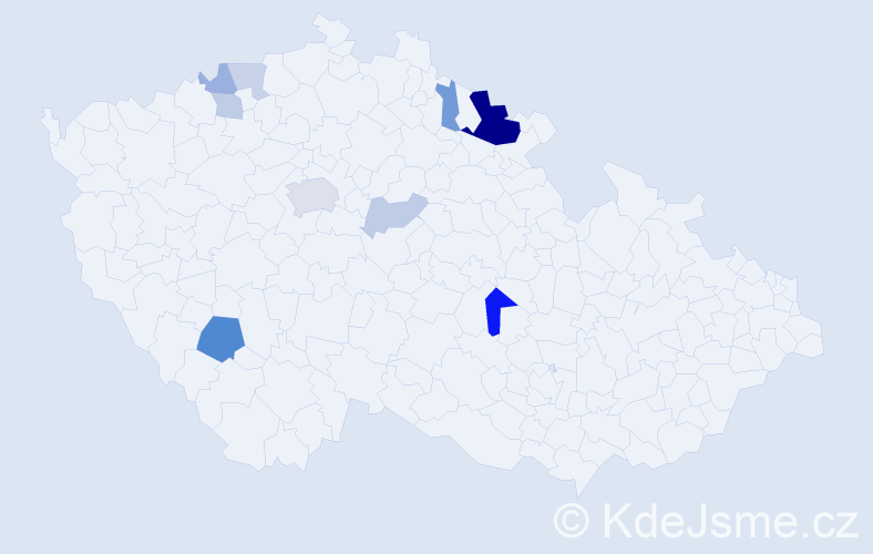Příjmení: 'Kamitzová', počet výskytů 23 v celé ČR