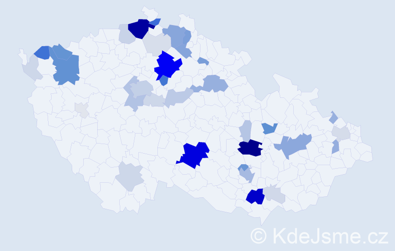 Příjmení: 'Huk', počet výskytů 168 v celé ČR