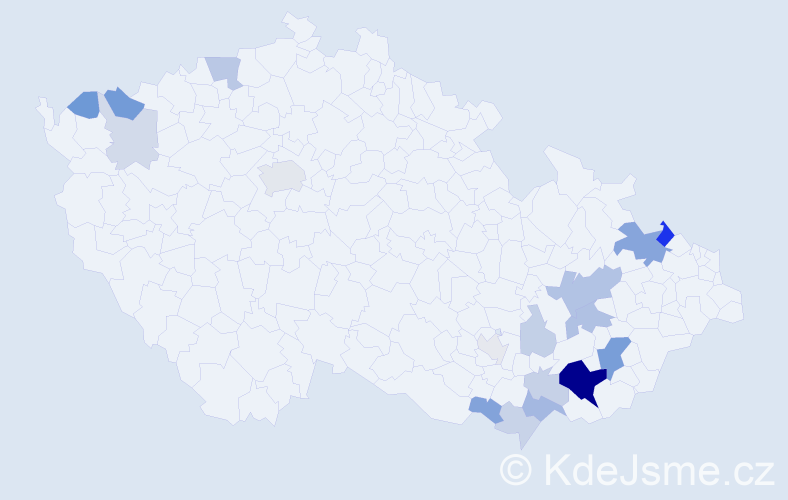 Příjmení: 'Havalová', počet výskytů 50 v celé ČR
