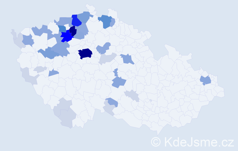 Příjmení: 'Pova', počet výskytů 119 v celé ČR