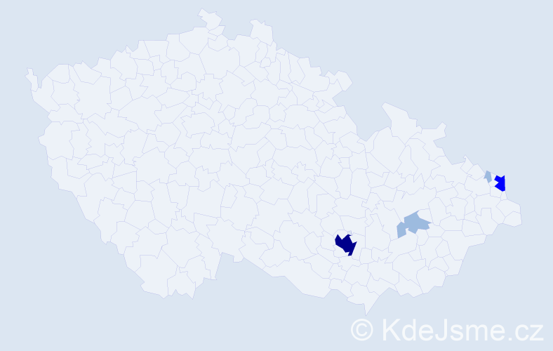 Příjmení: 'Mimová', počet výskytů 9 v celé ČR