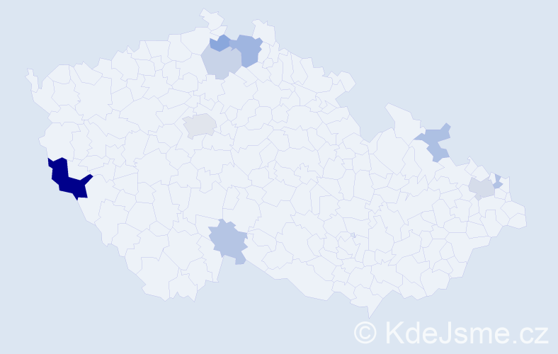 Příjmení: 'Nemergutová', počet výskytů 21 v celé ČR