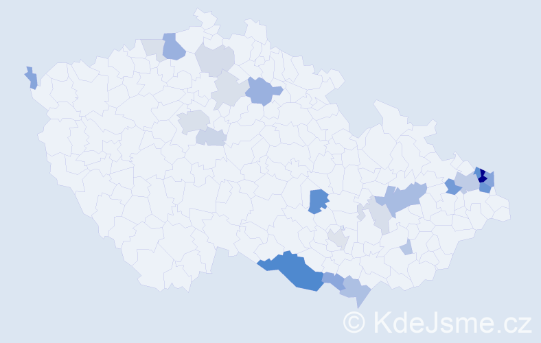 Příjmení: 'Janečko', počet výskytů 73 v celé ČR