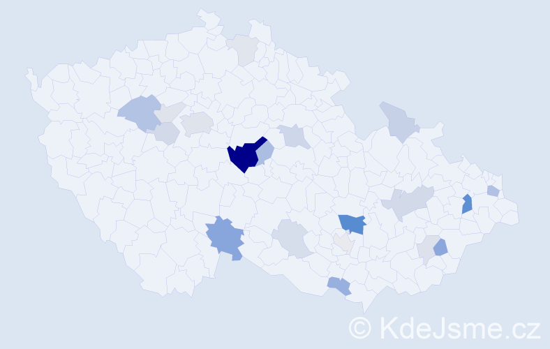 Příjmení: 'Cypra', počet výskytů 55 v celé ČR