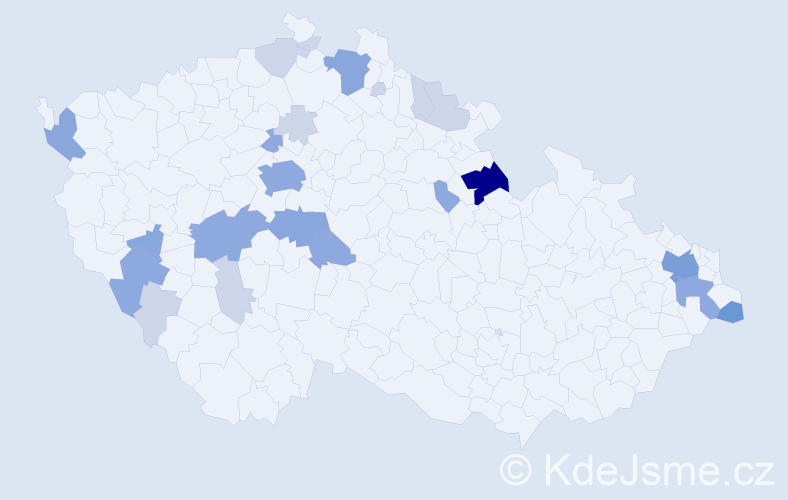 Příjmení: 'Kulštejn', počet výskytů 59 v celé ČR