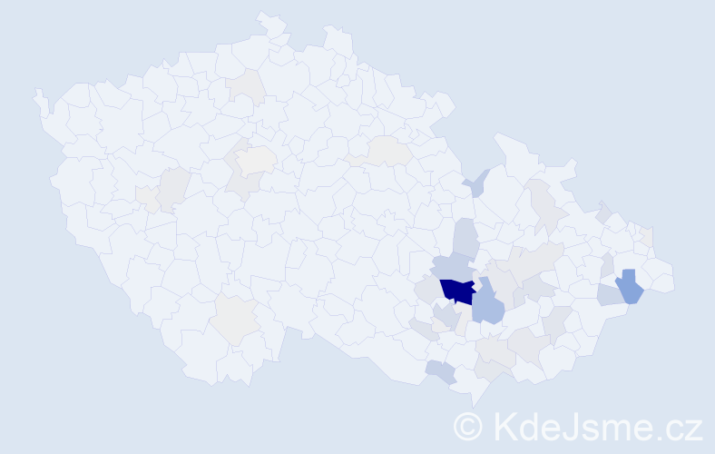 Příjmení: 'Kolmačková', počet výskytů 138 v celé ČR