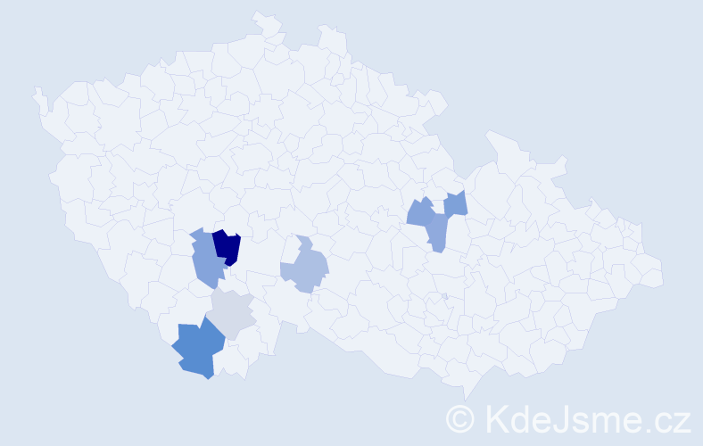 Příjmení: 'Vysokomýtská', počet výskytů 13 v celé ČR