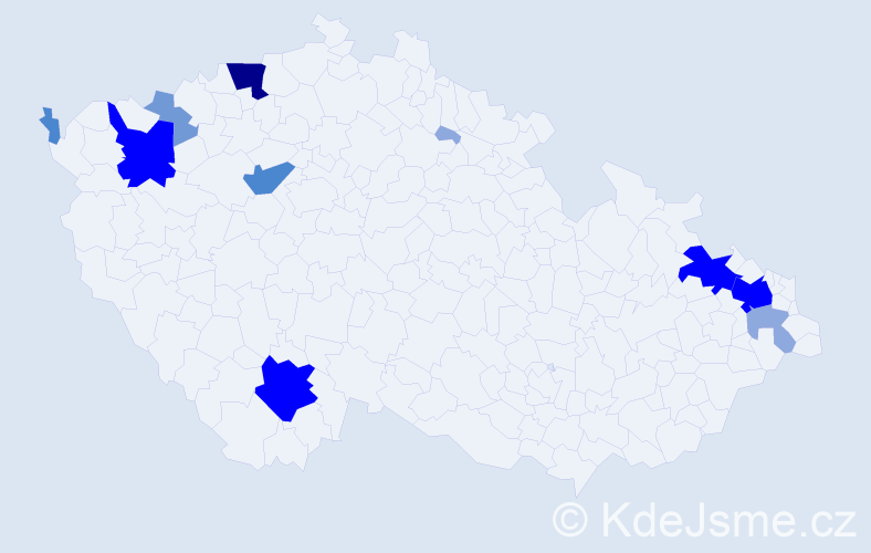 Příjmení: 'Varady', počet výskytů 32 v celé ČR
