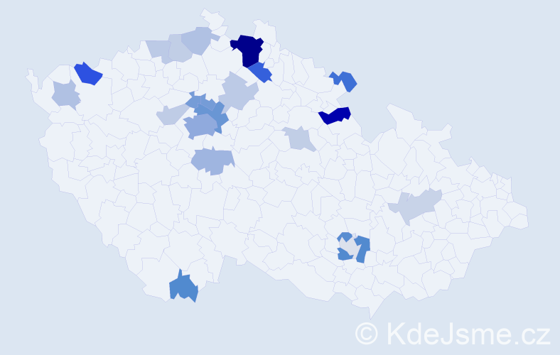 Příjmení: 'Hrabar', počet výskytů 52 v celé ČR