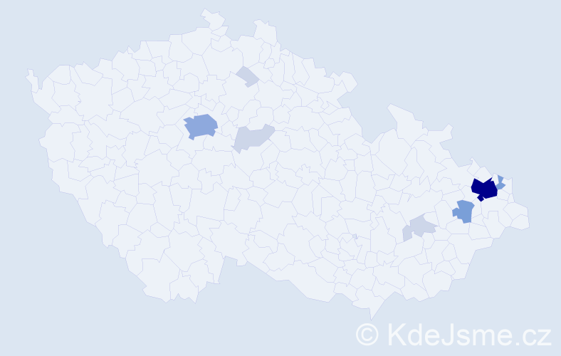 Příjmení: 'Dutko', počet výskytů 27 v celé ČR