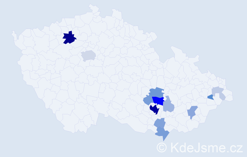 Příjmení: 'Baláč', počet výskytů 52 v celé ČR