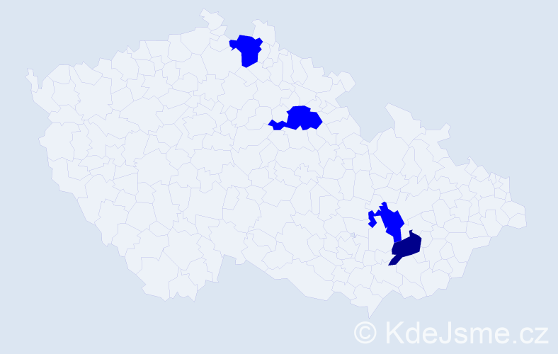 Příjmení: 'Tabet', počet výskytů 5 v celé ČR
