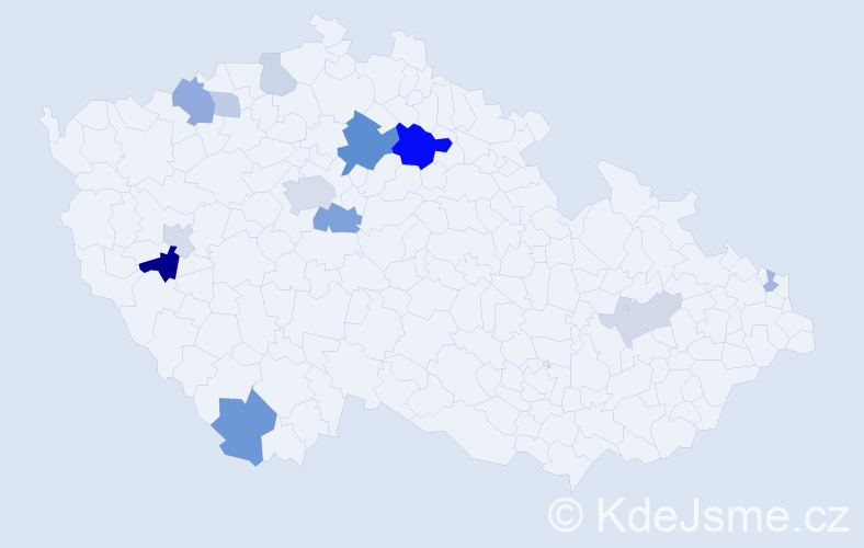 Příjmení: 'Kelbich', počet výskytů 29 v celé ČR