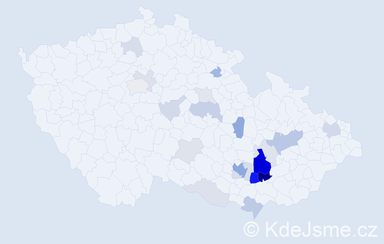 Příjmení: 'Obhlídalová', počet výskytů 65 v celé ČR