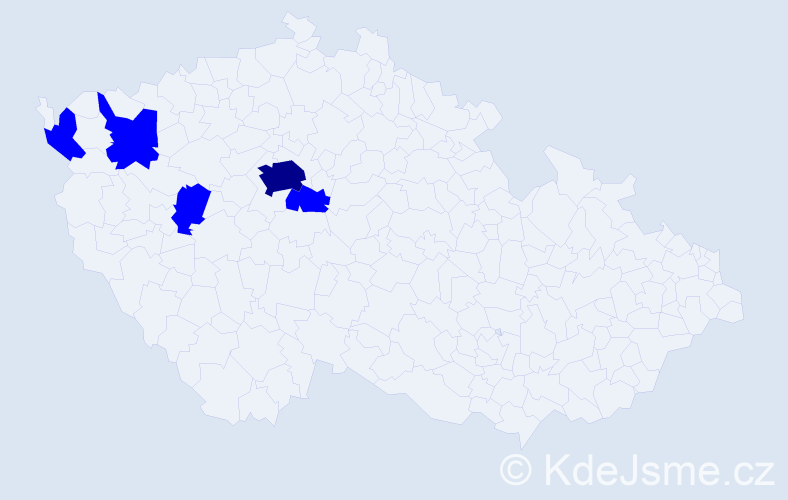 Příjmení: 'Kvartková', počet výskytů 6 v celé ČR