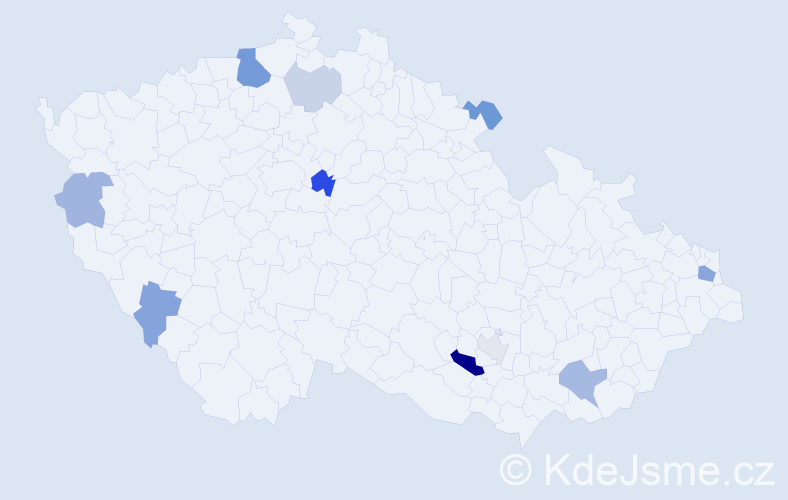 Příjmení: 'Hubinská', počet výskytů 21 v celé ČR