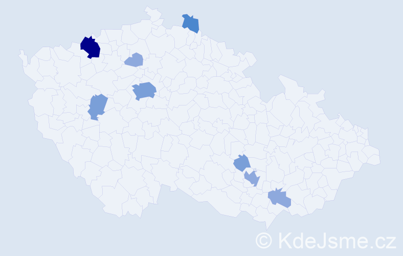 Příjmení: 'Magni', počet výskytů 19 v celé ČR
