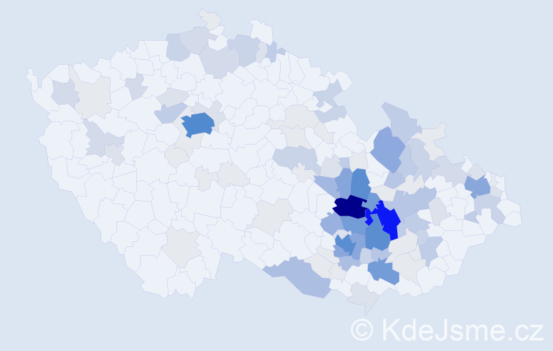 Příjmení: 'Klíč', počet výskytů 457 v celé ČR
