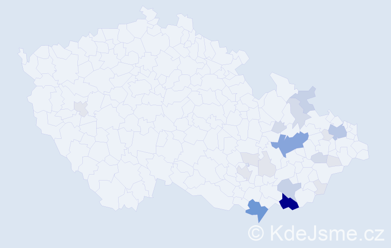 Příjmení: 'Můčka', počet výskytů 78 v celé ČR